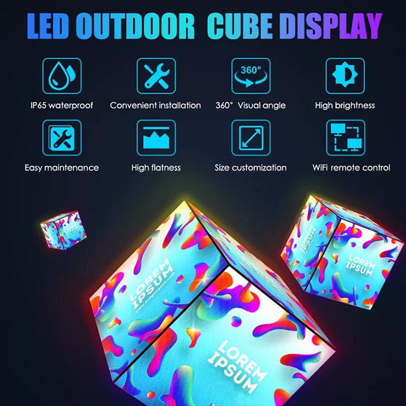 Cube Advertising Display Sign Full Color 256x256 Resolution 30 Inch Outdoor Full