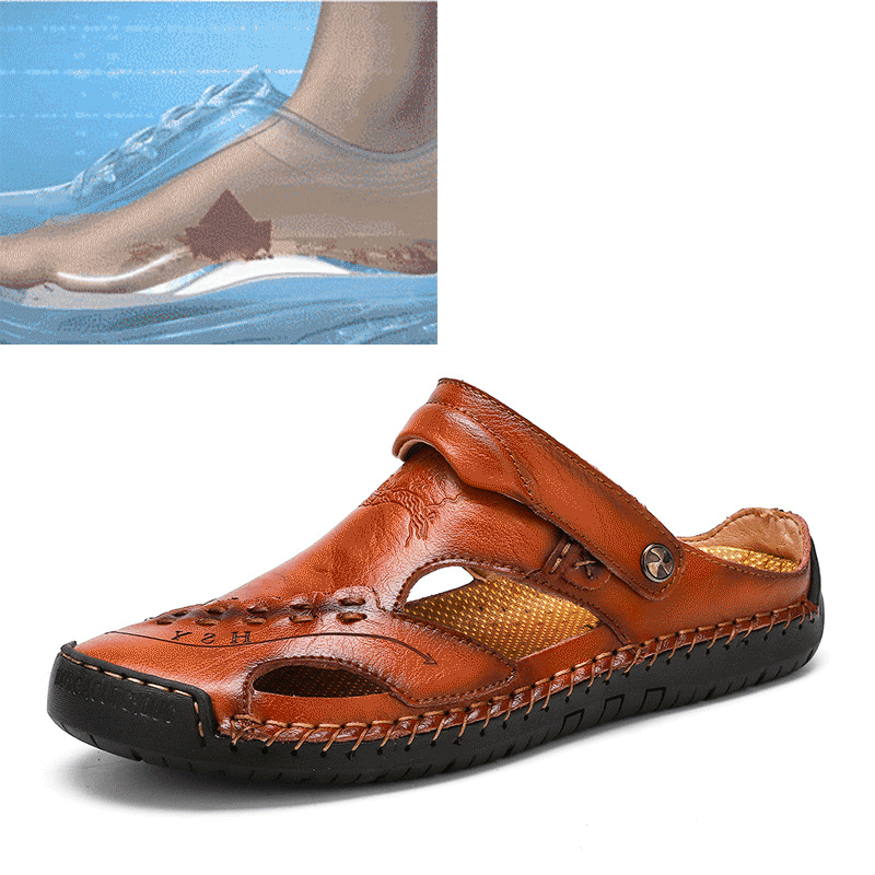 Libiyi Men's Casual Breathable Handmade Leather Sandals | Libiyi