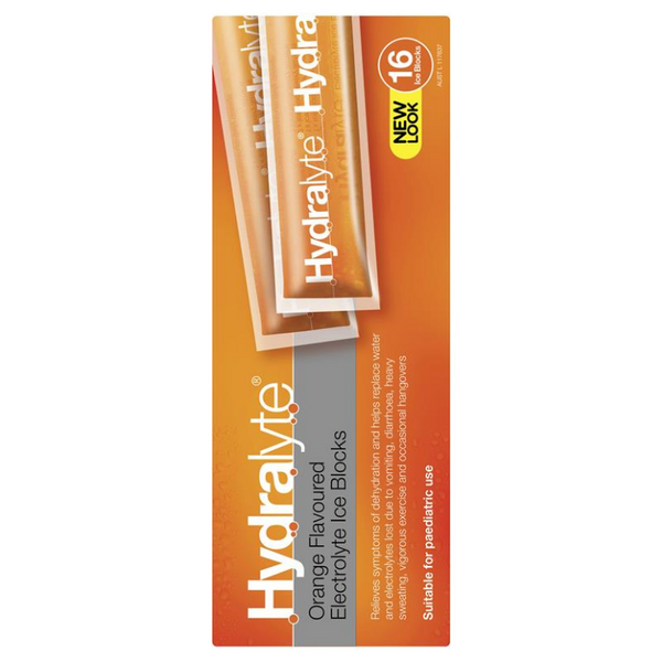 buy hydralyte rehydration orange flavoured ice blocks 16 pack