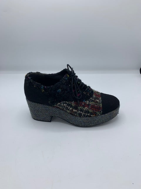 Chanel Tweed Lace Up Ankle Booties