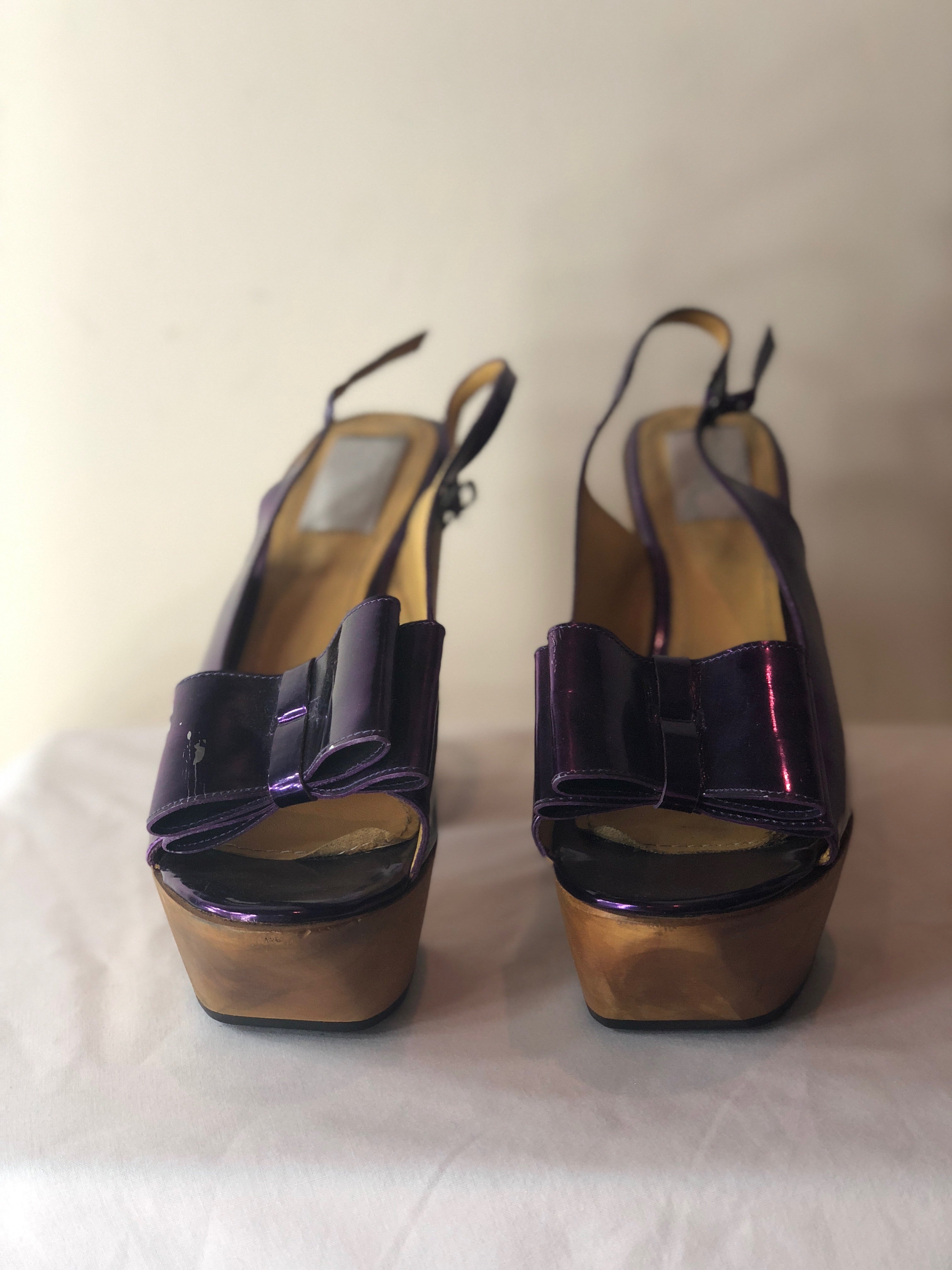 Lanvin Purple Metallic Platform Shoes