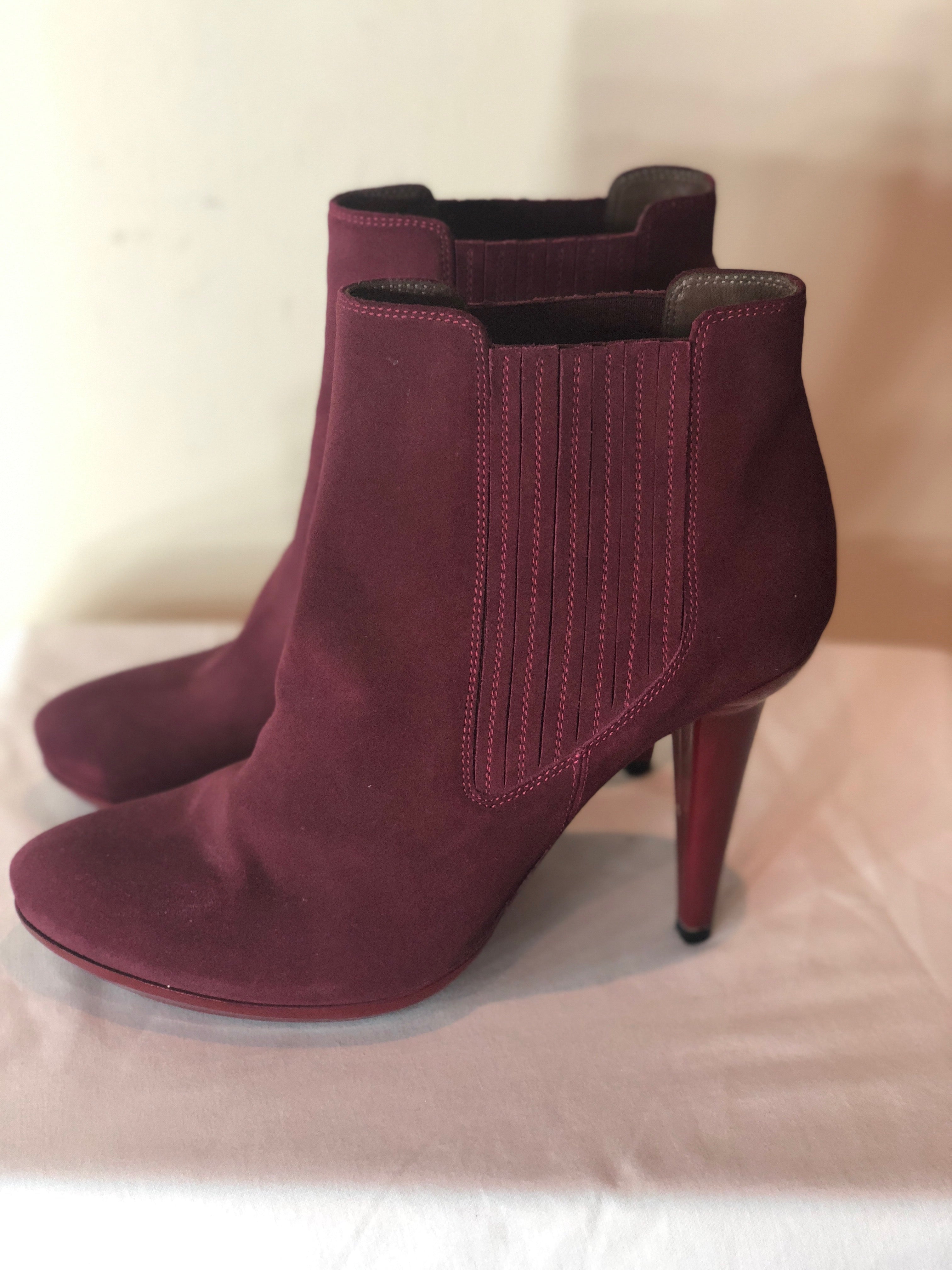 Bottega Veneta Red Suede Boots with Funky Heel