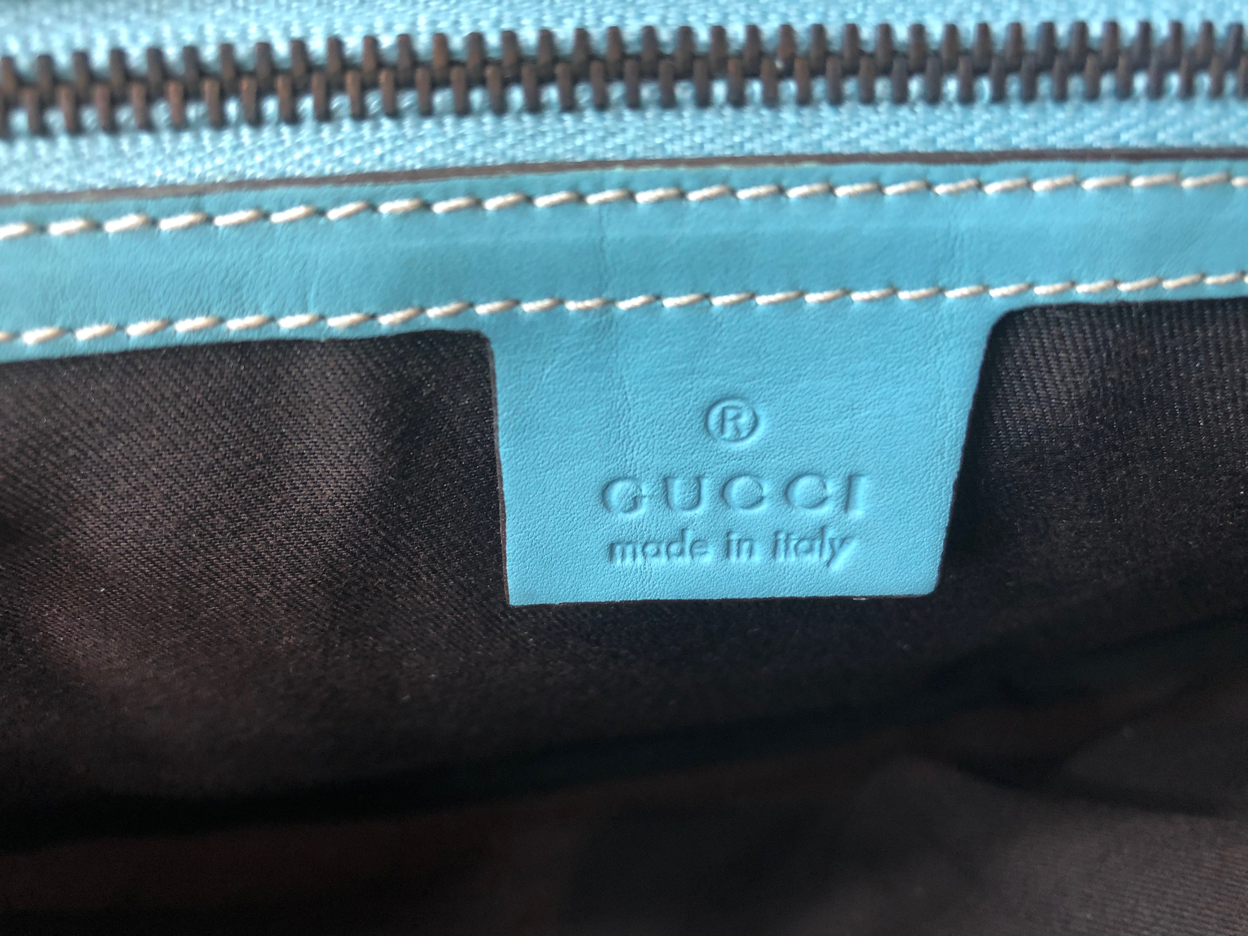 Gucci Turquoise GC Canvas and Suede Jackie O Hobo