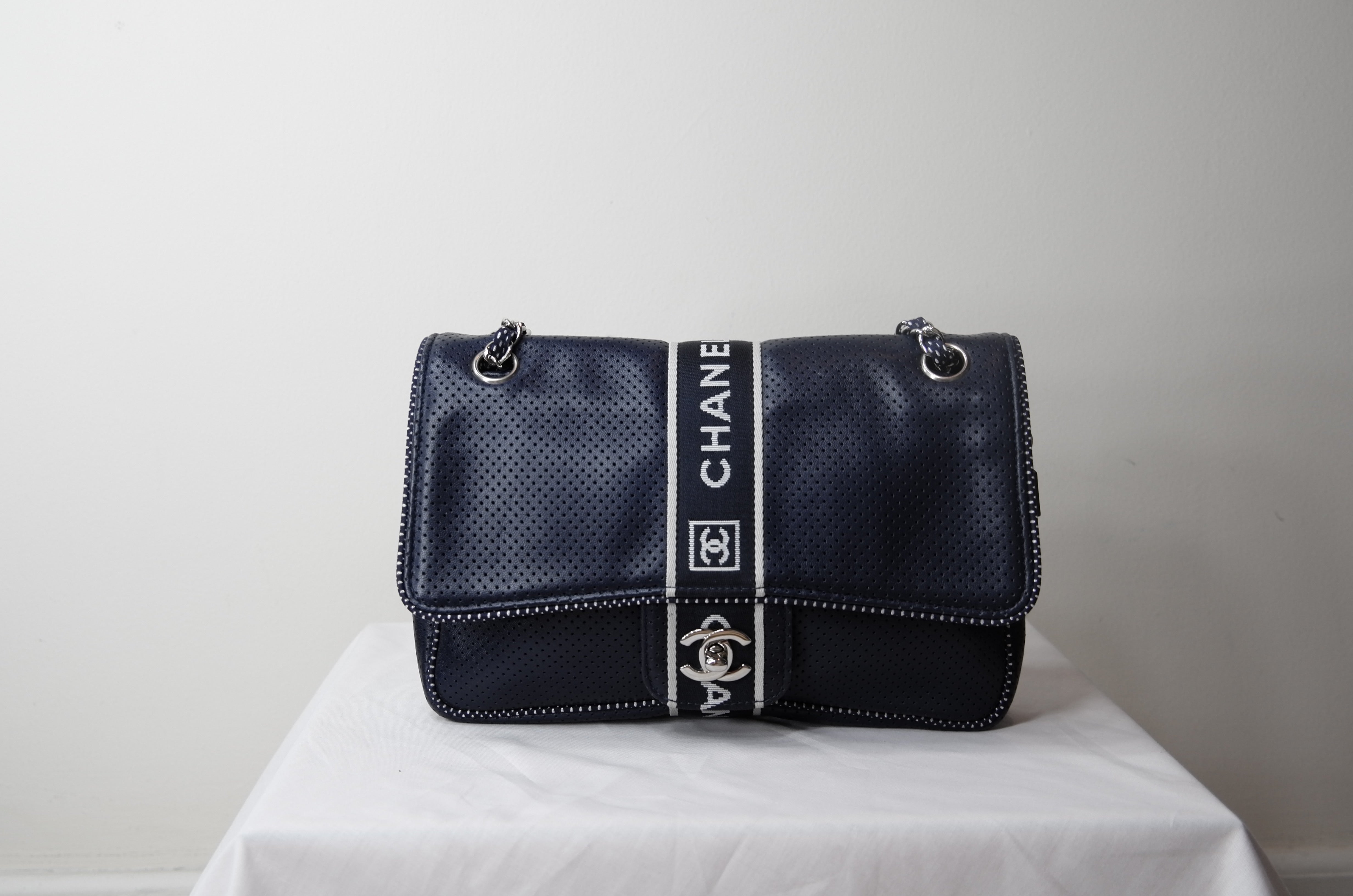 Chanel Blue Leather Sport Flap Bag