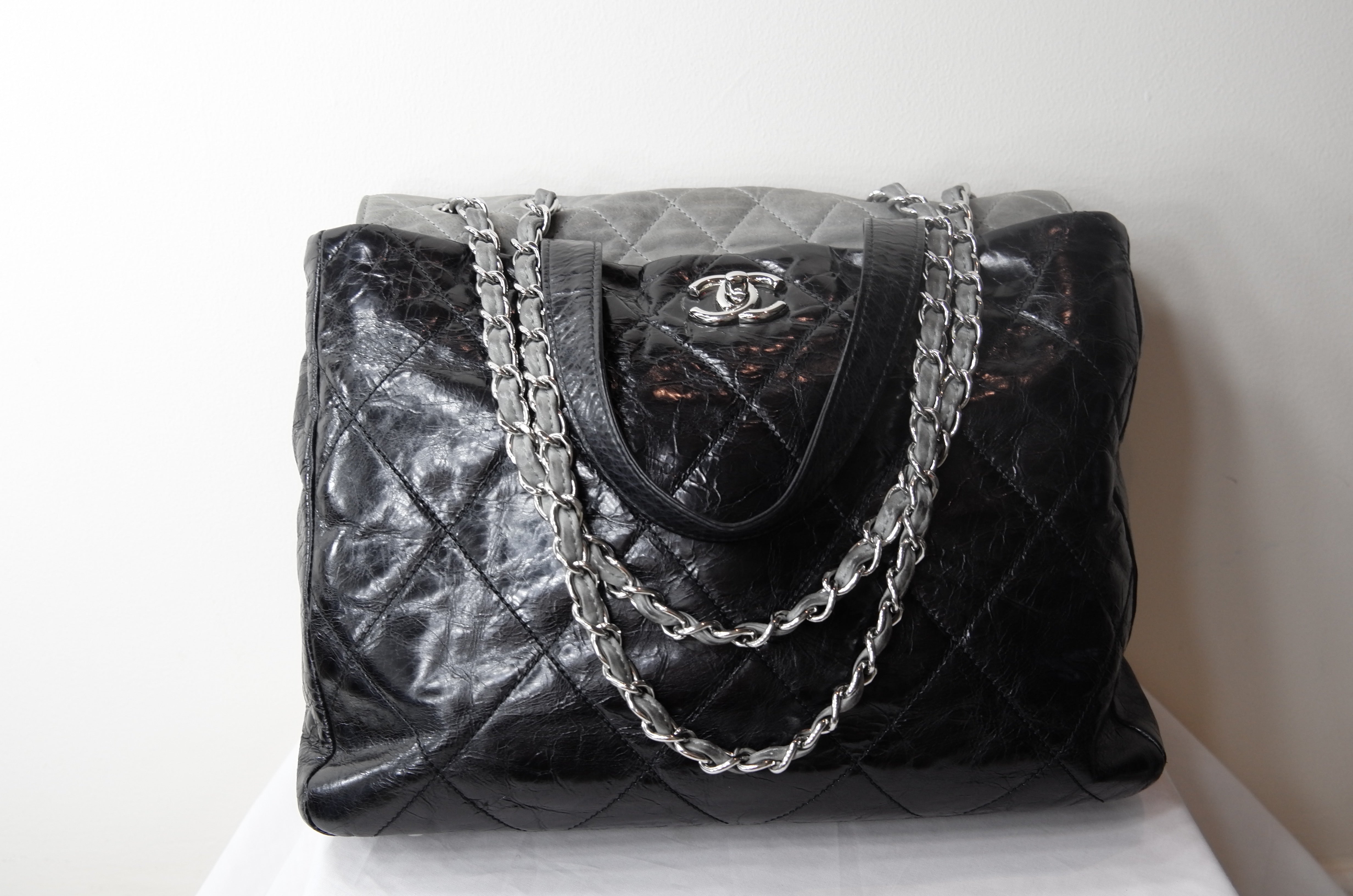 Chanel Portobello Handbag in Grey/ Black leather