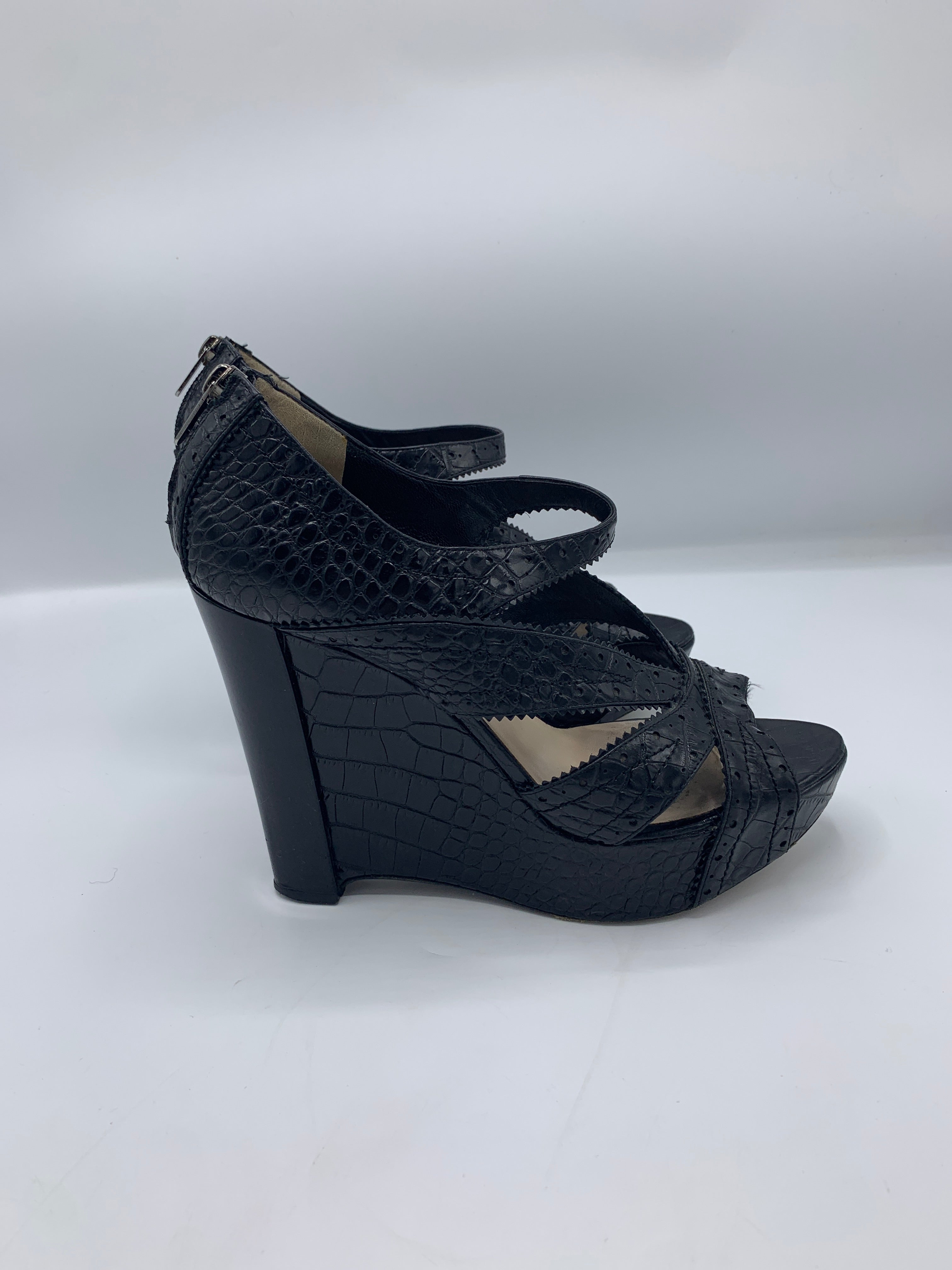 Dior Bonnie Platforms in Croco Finish in Black