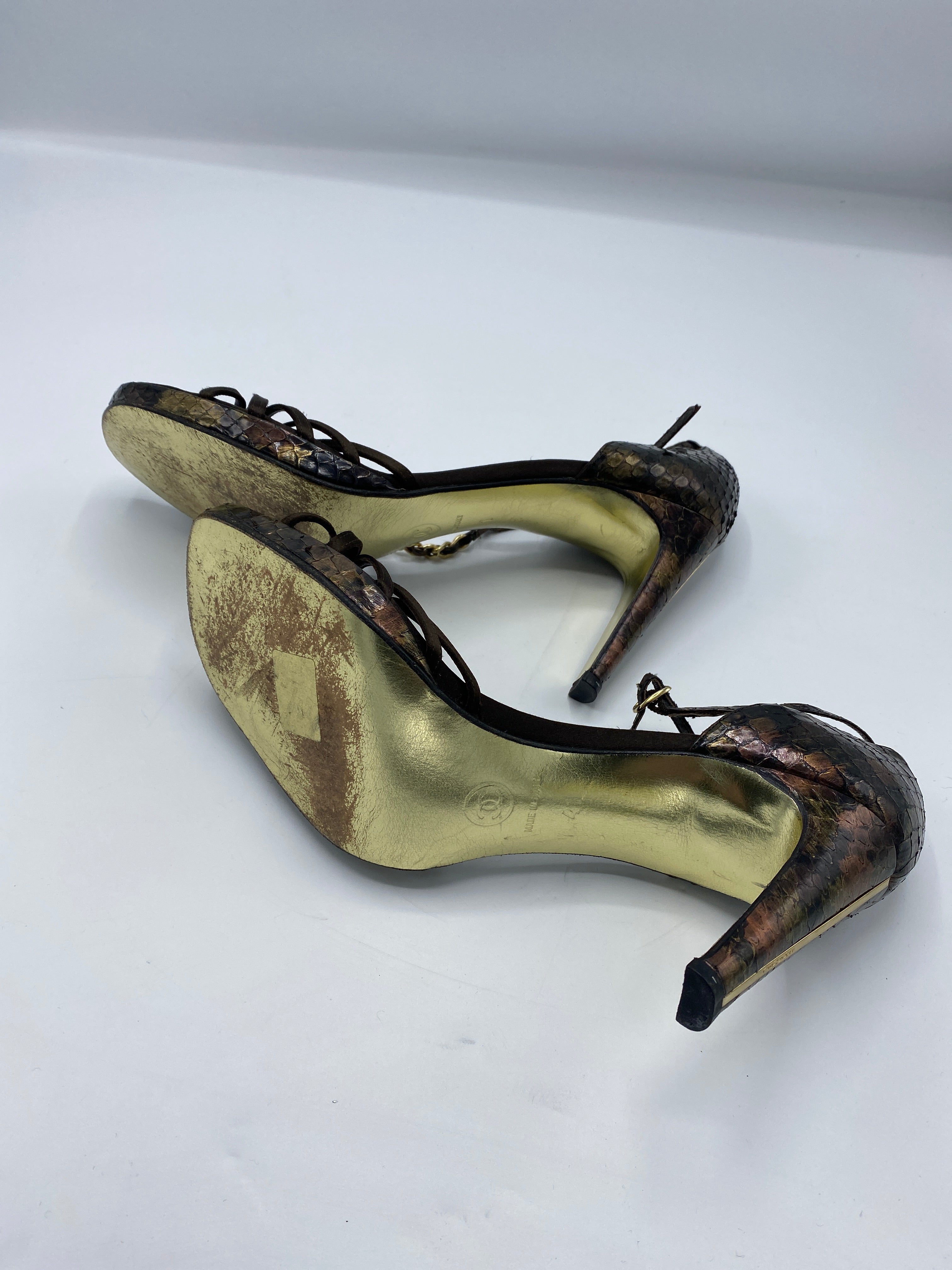 Chanel shimmery Python strappy  heels