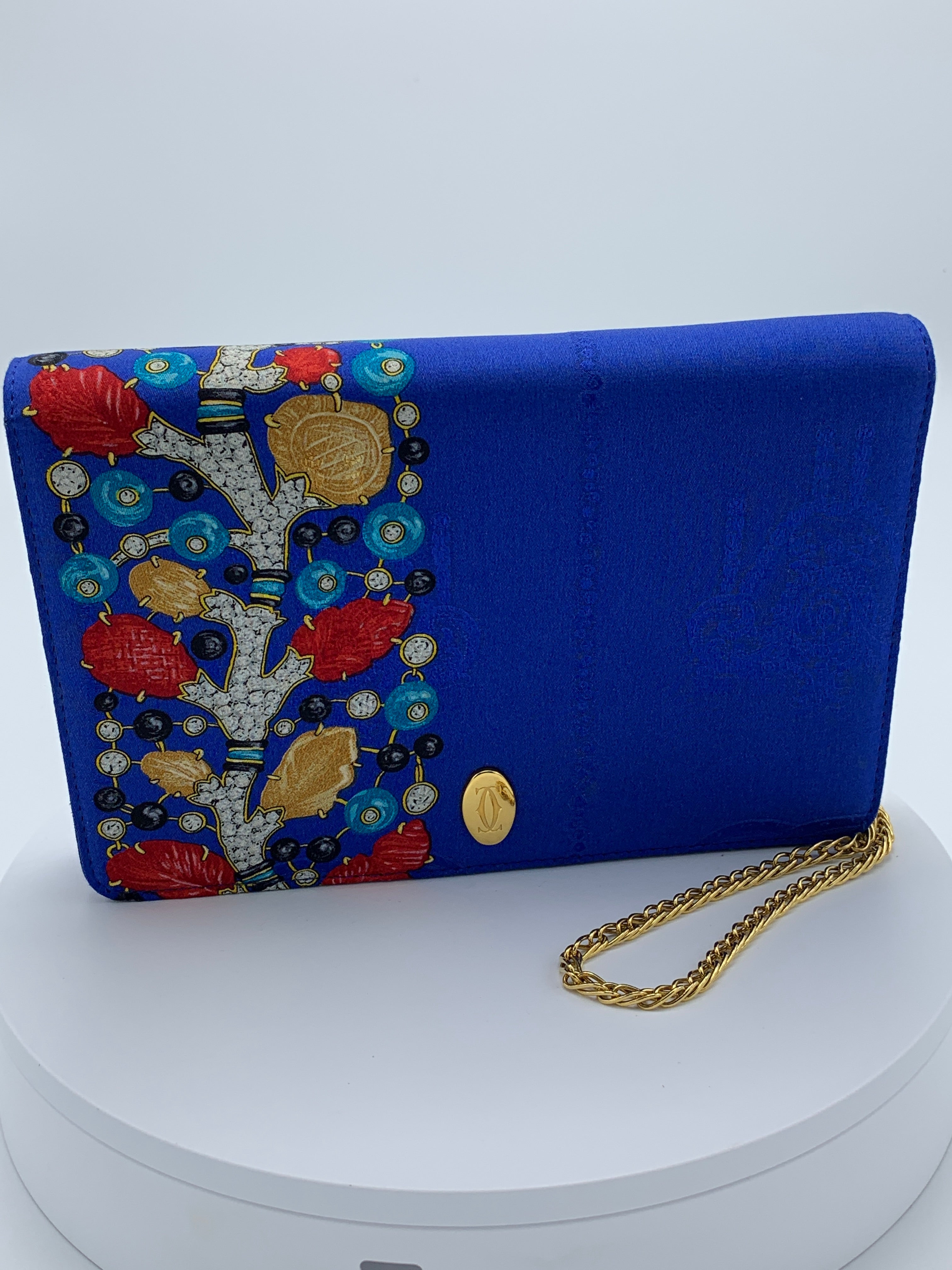 Cartier Royal Blue Silk Clutch / Crossbody