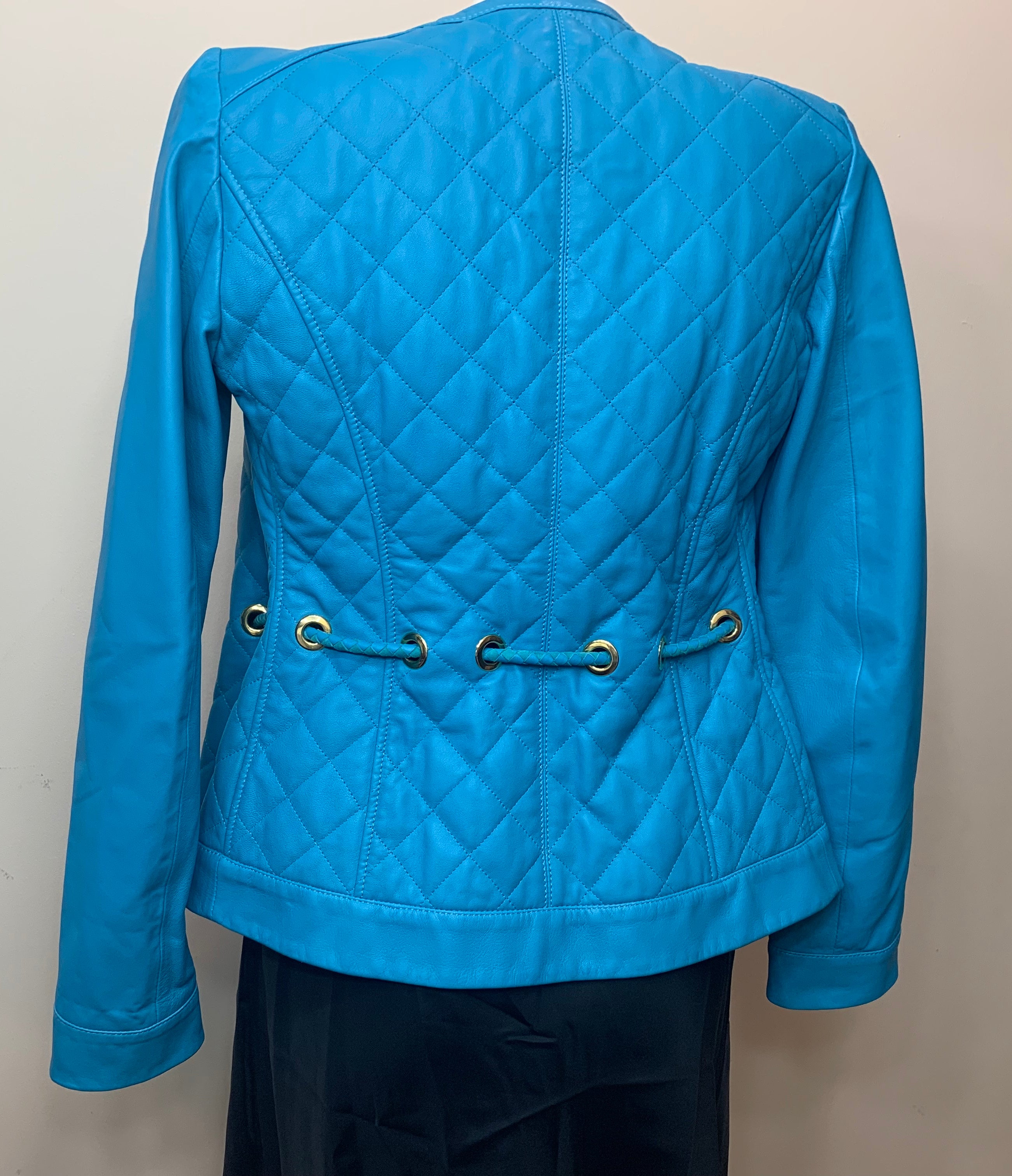 Etro Turquoise Leather Belted Jacket