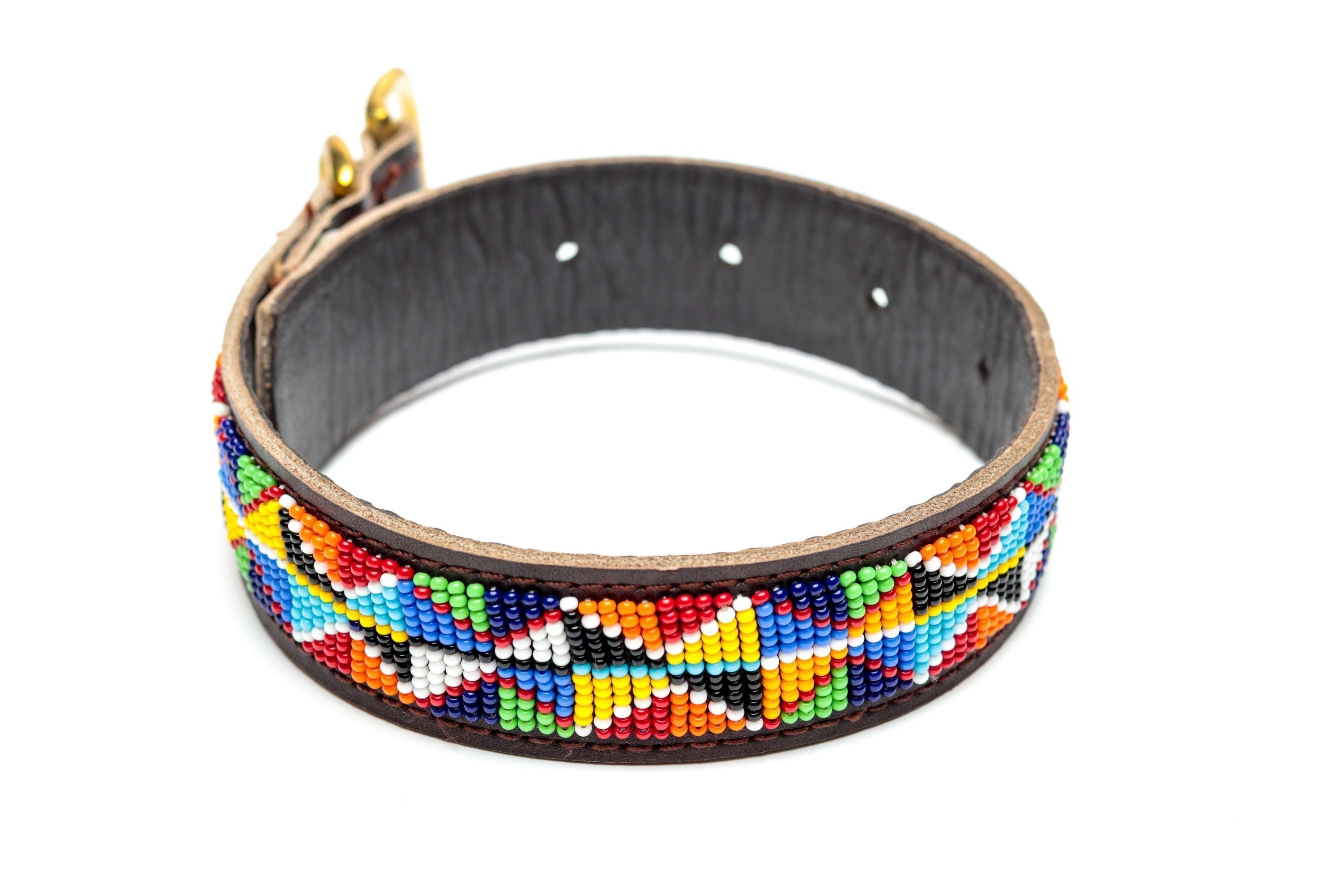 Maasai Beaded Leather Dog Collar