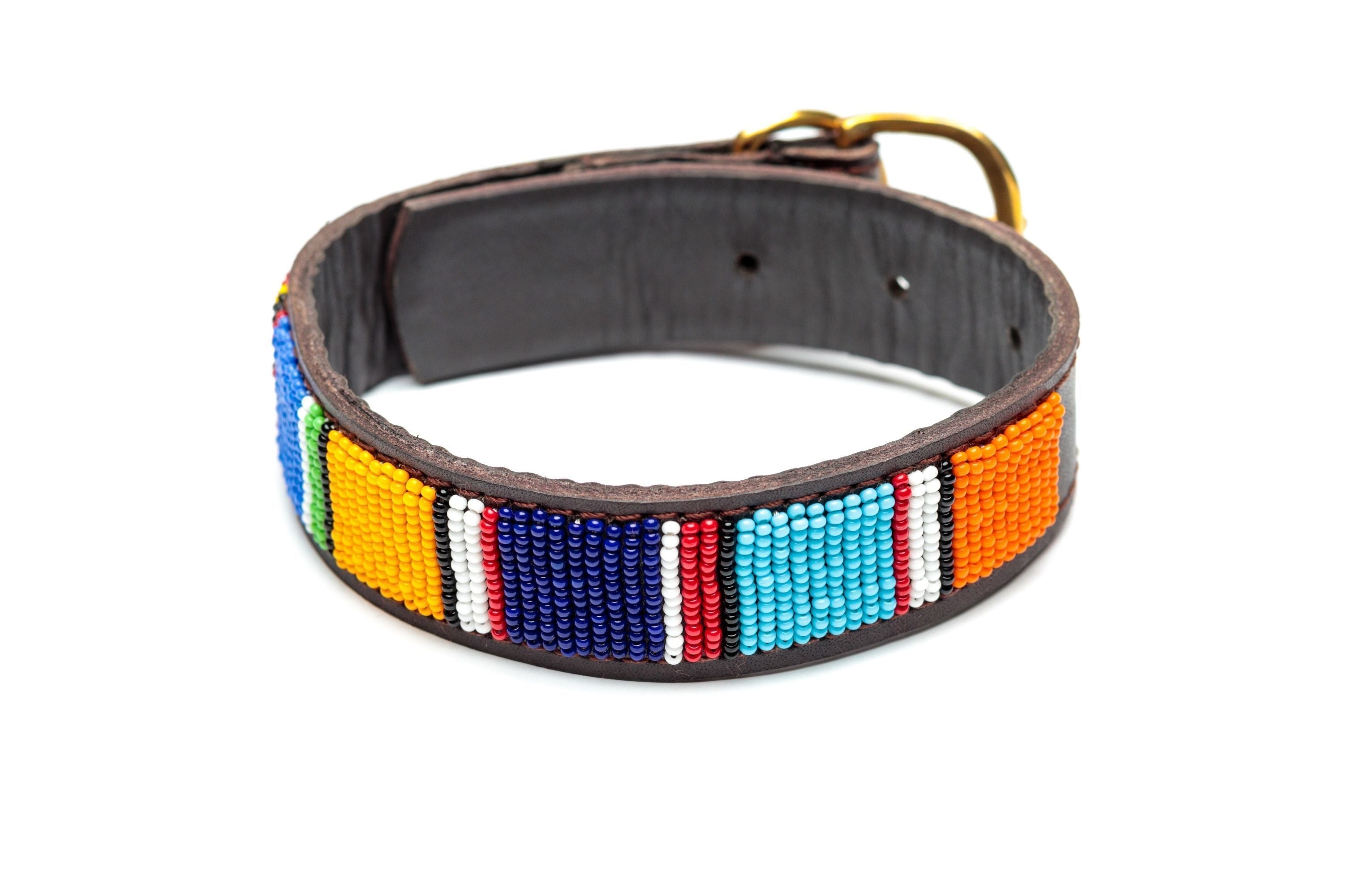 Maasai Beaded Leather Dog Collar