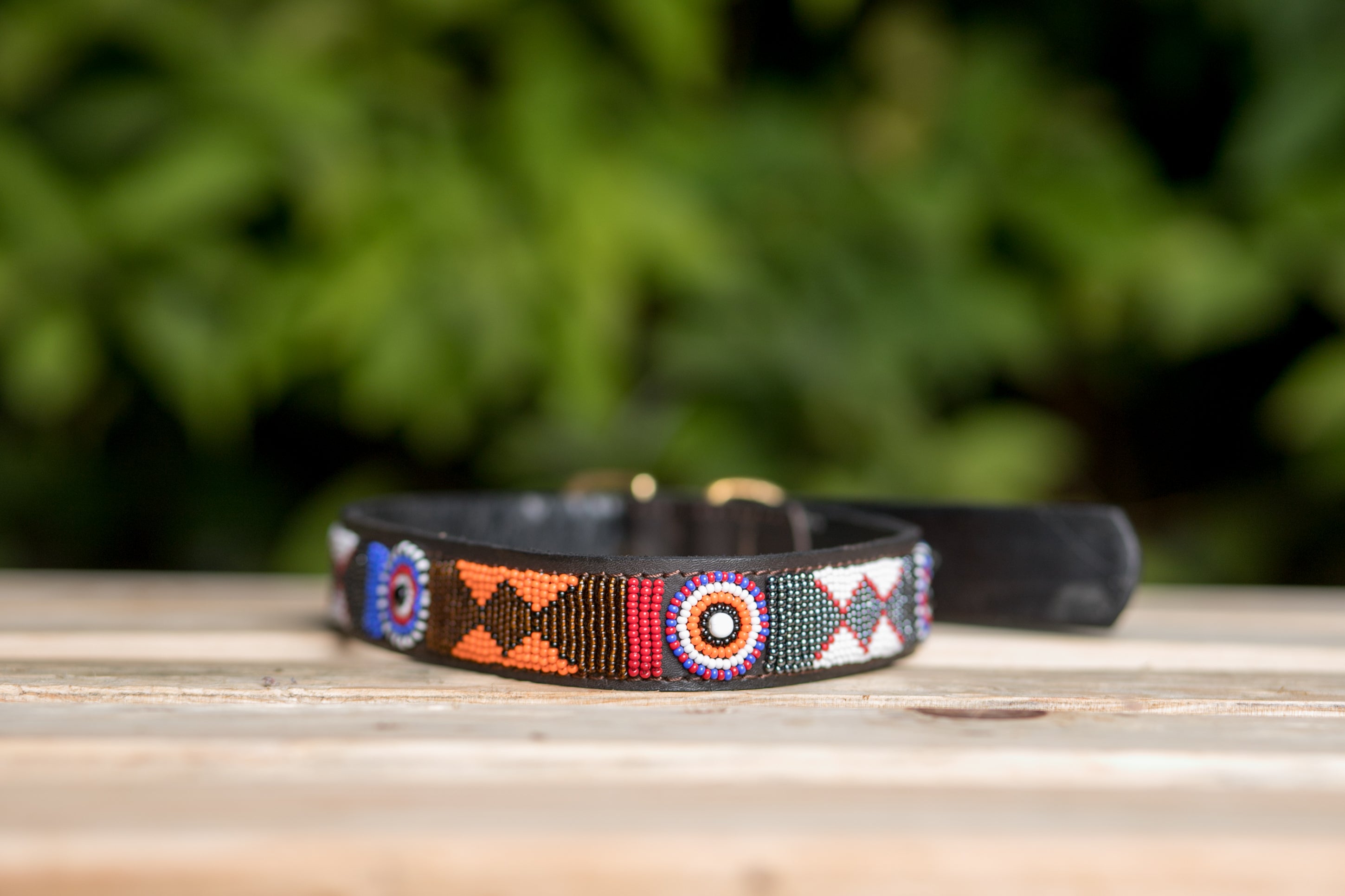 Maasai Beaded Leather Dog Collar