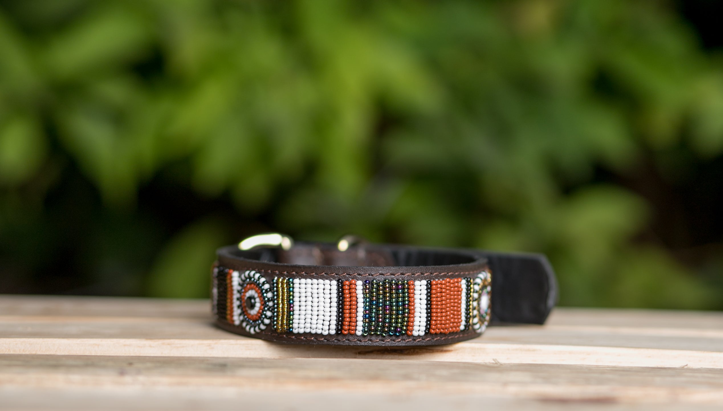 Maasai Beaded Leather Dog Collar