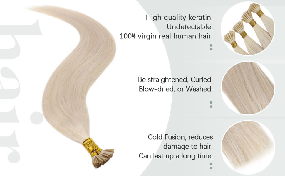 I Tip Hair Extensions Virgin Hair Platinum Blonde