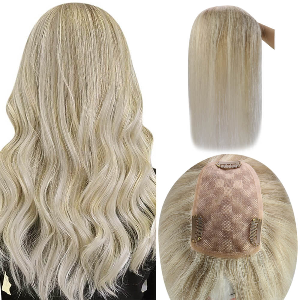 Topper Hair Pieces Remy Hair For Women Highlight Blonde #P18/613-3*5 inch |Youngsee
