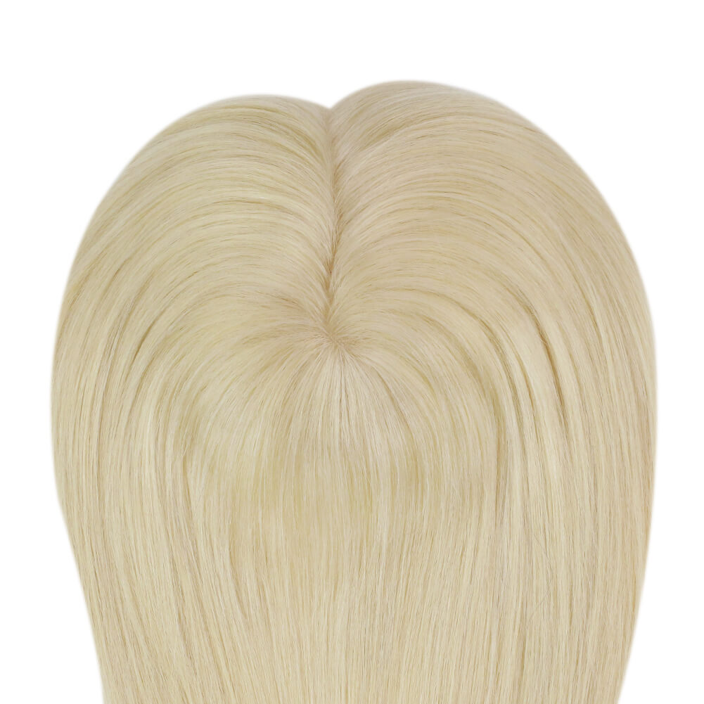 Topper Hair Pieces 100% Human Hair Platinum Blonde #60-5*5 inch |Youngsee
