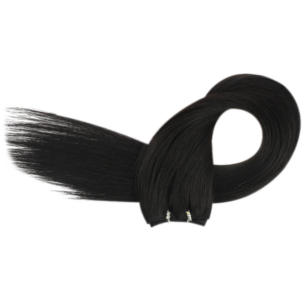 Virgin Machine Weft Extensions Human Hair Bundles Virgin Hair Off Black #1B |Youngsee