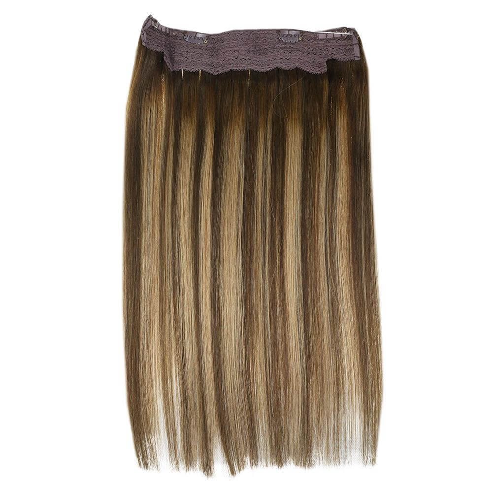 Wire Hair Extensions Balayage Dark Brown Highlight Blonde #4/27/4 |Youngsee