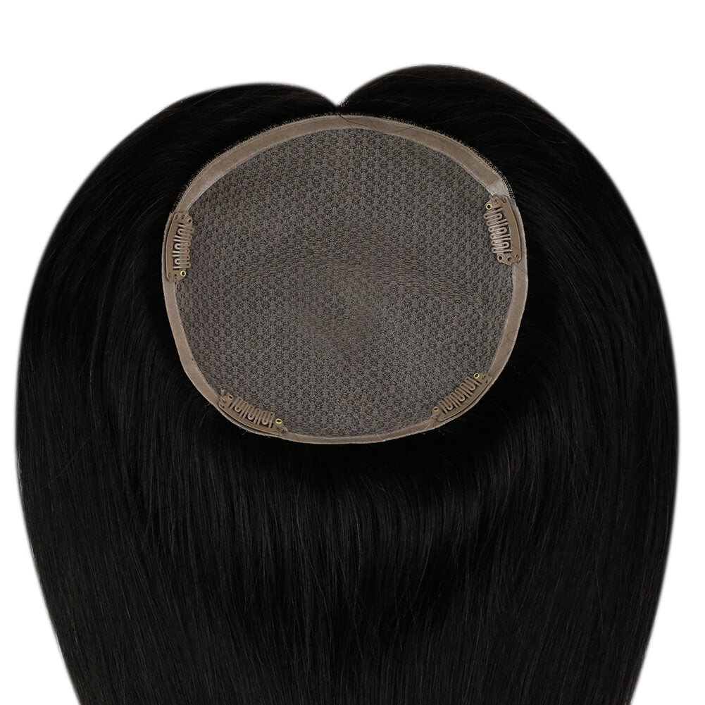 Topper Hair Pieces Human Hair Topper Straight Hair Off Black #1b-5*5 inch |Youngsee