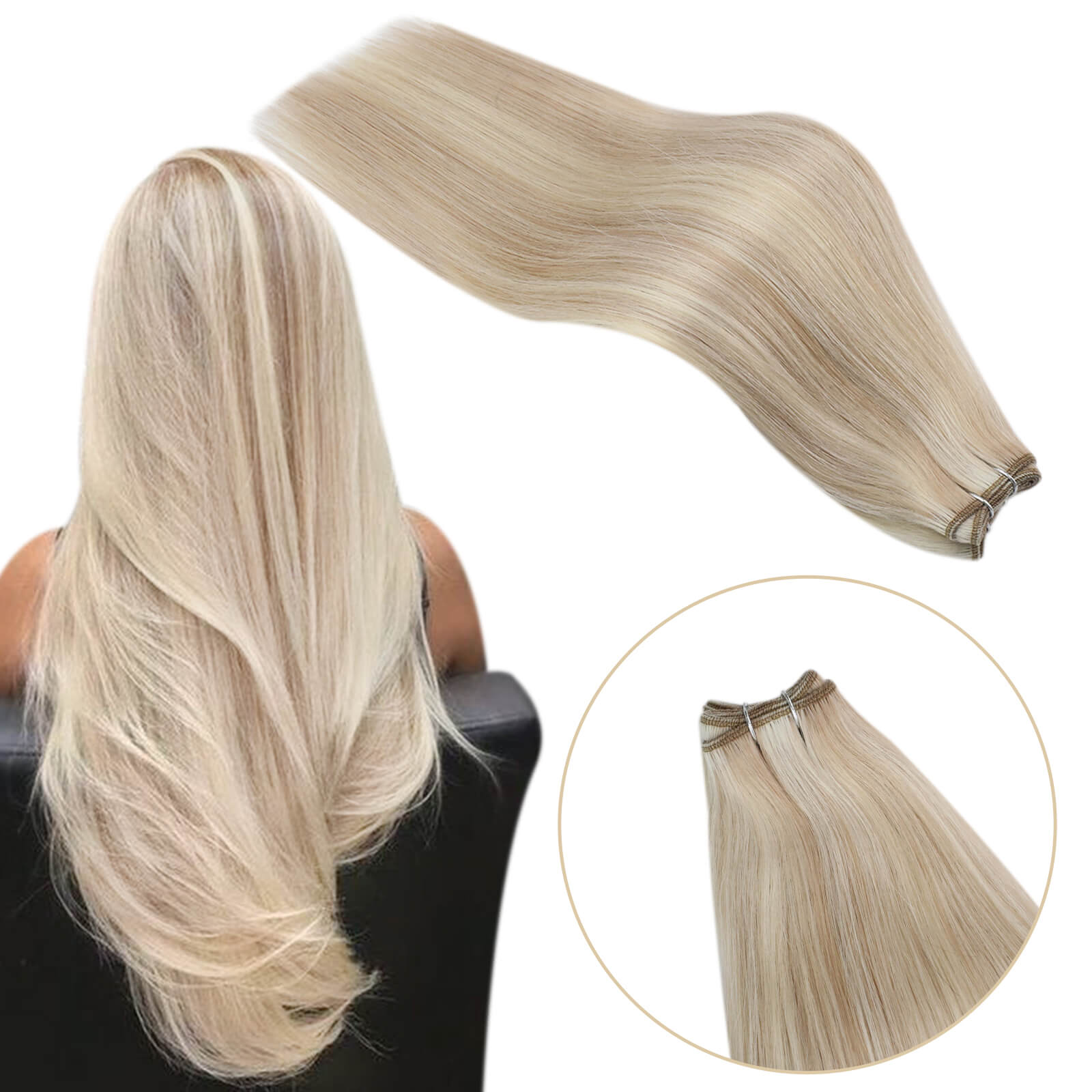 Sew in Hair Extensions Virgin Human Hair Weave Highlight Blonde #P18/613 |Youngsee