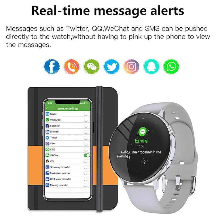 Q16 ip67 Waterproof Fitness Tracker Blood Pressure Smart Wrist Watch - Black
