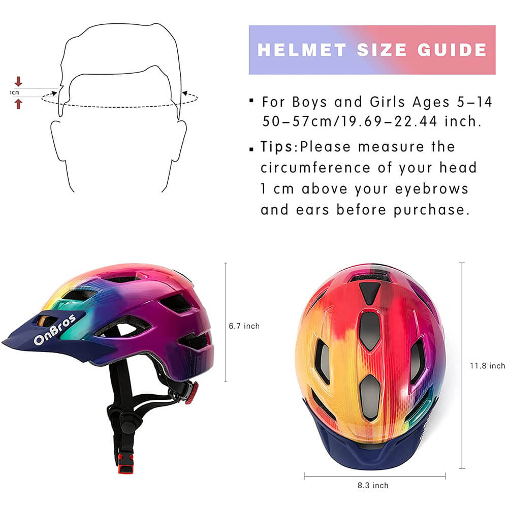 OnBros Kids Bike Helmet with Removable Visor for Skateboard Mountain Scooter Road Cycling