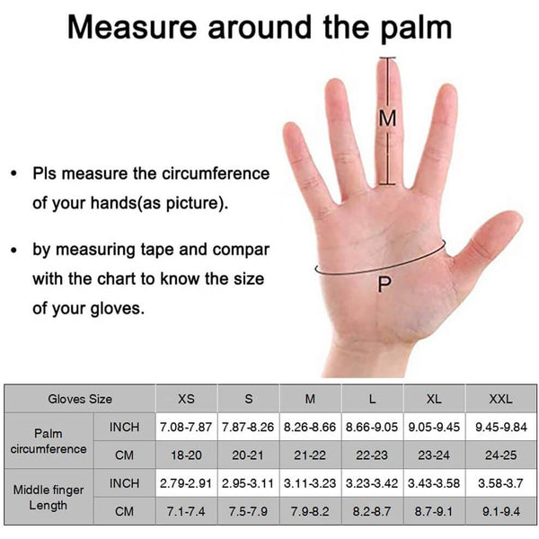 thin warming glove liners size chart