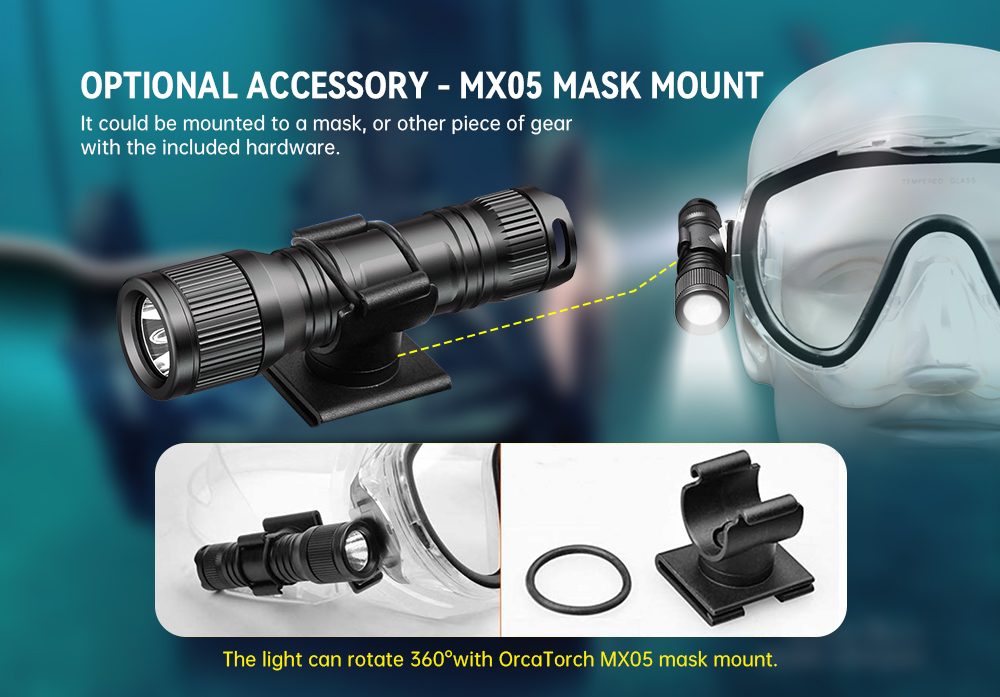 OrcaTorch D560 Dive Light optional accessory mx05 mask mount