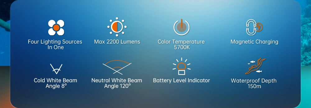 OrcaTorch D900V Multifunctional Video Dive Light Main Features