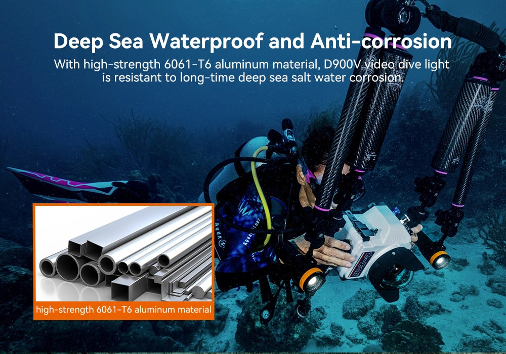 OrcaTorch D900V Dive Light Deep Sea Waterproof and Anti-corrosion