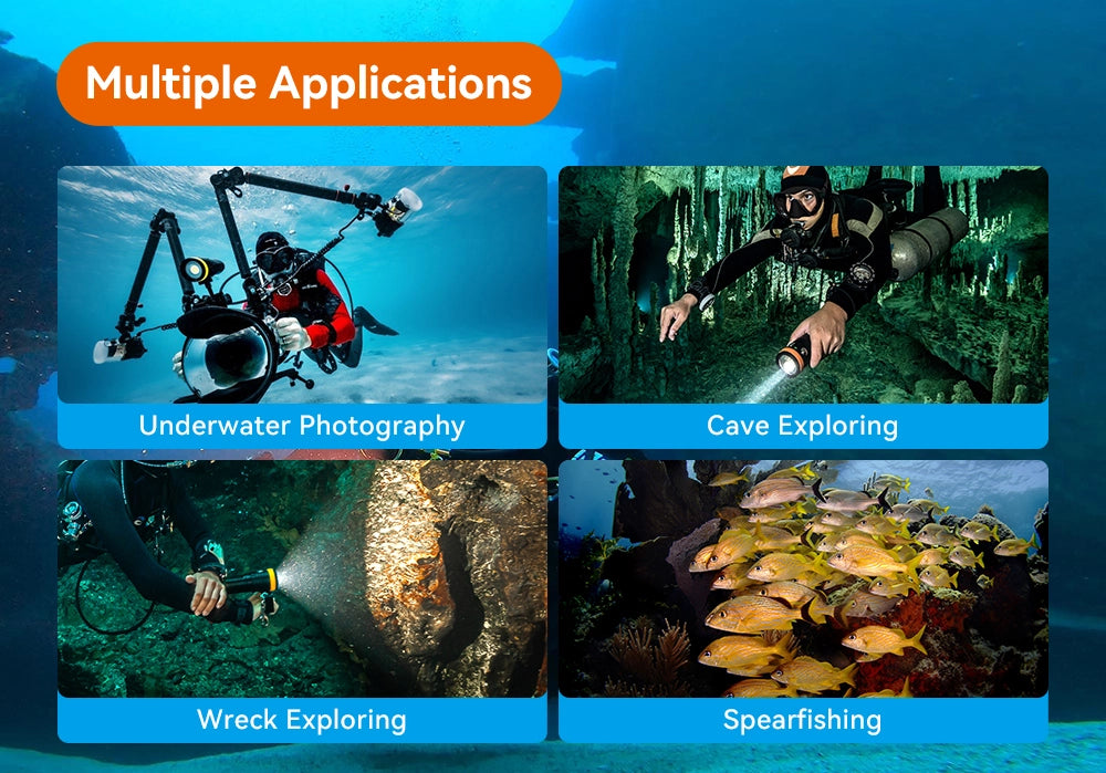 OrcaTorch D900V Dive Light Multiple applications, underwater photography, cave exploring, wreck diivng, spearfishing, etc