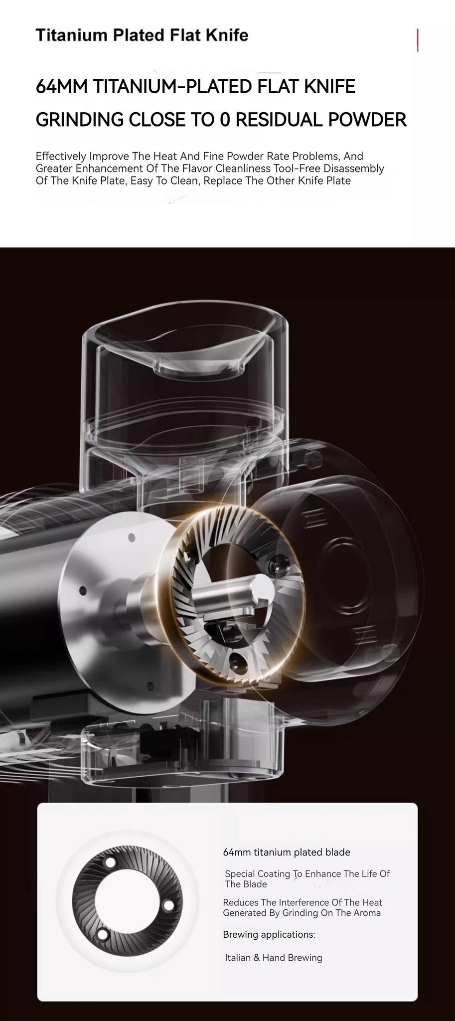 Barsetto E6 Professional Coffee Grinder 64MM Titanium Plated Cutterhead Hand Brewed Coffee Espresso Coffee Grinder