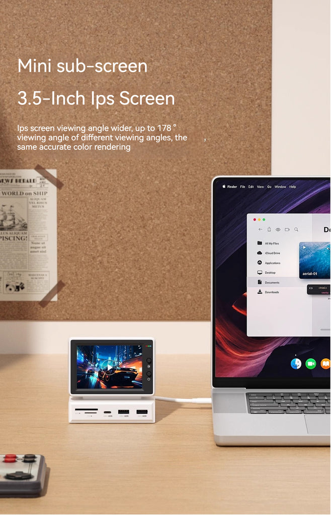 Hagibis small computer sub screen desktop docking station chassis aida64 monitor small screen host temperature display