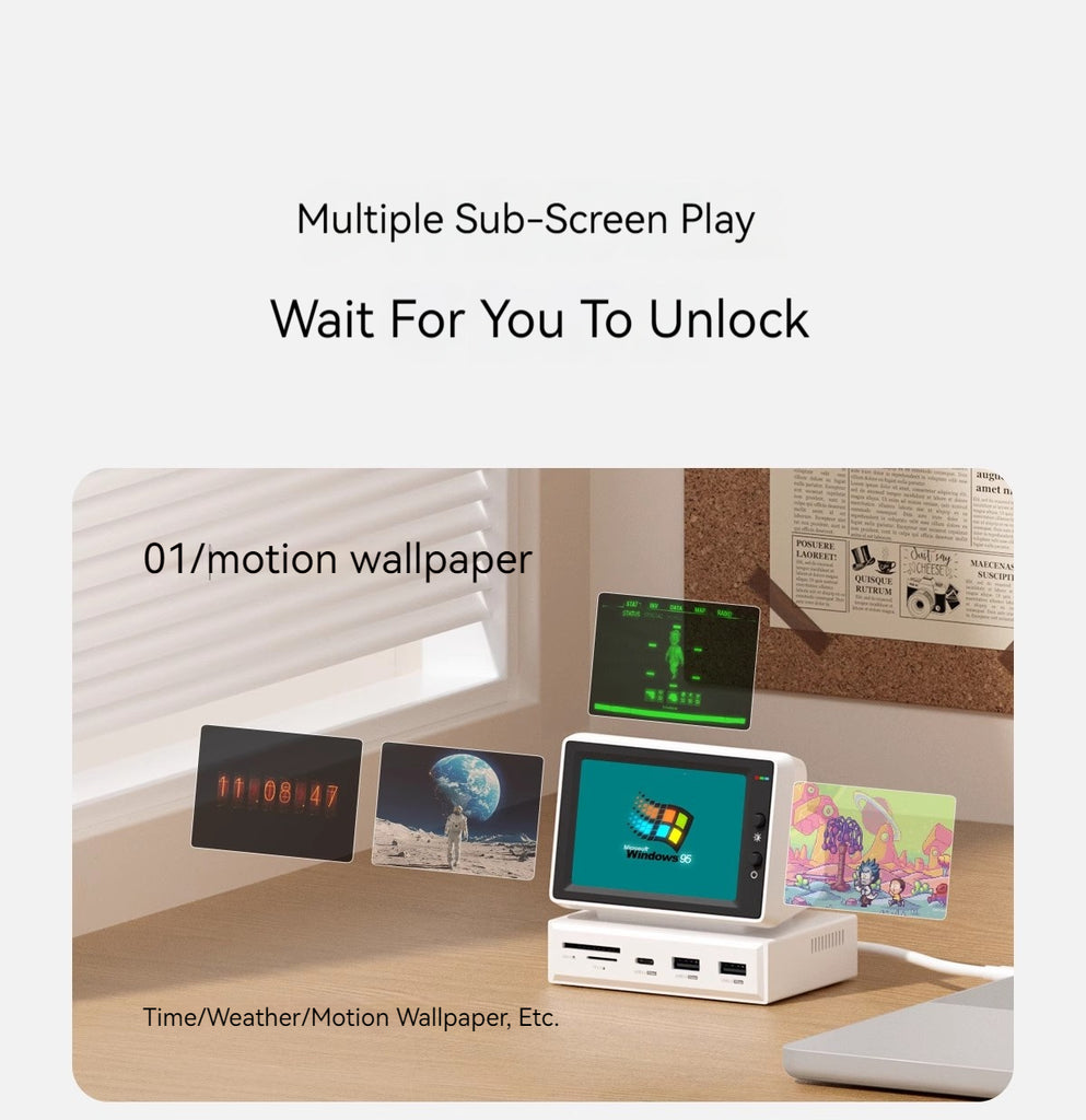 Hagibis small computer sub screen desktop docking station chassis aida64 monitor small screen host temperature display