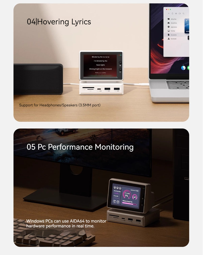 Hagibis small computer sub screen desktop docking station chassis aida64 monitor small screen host temperature display