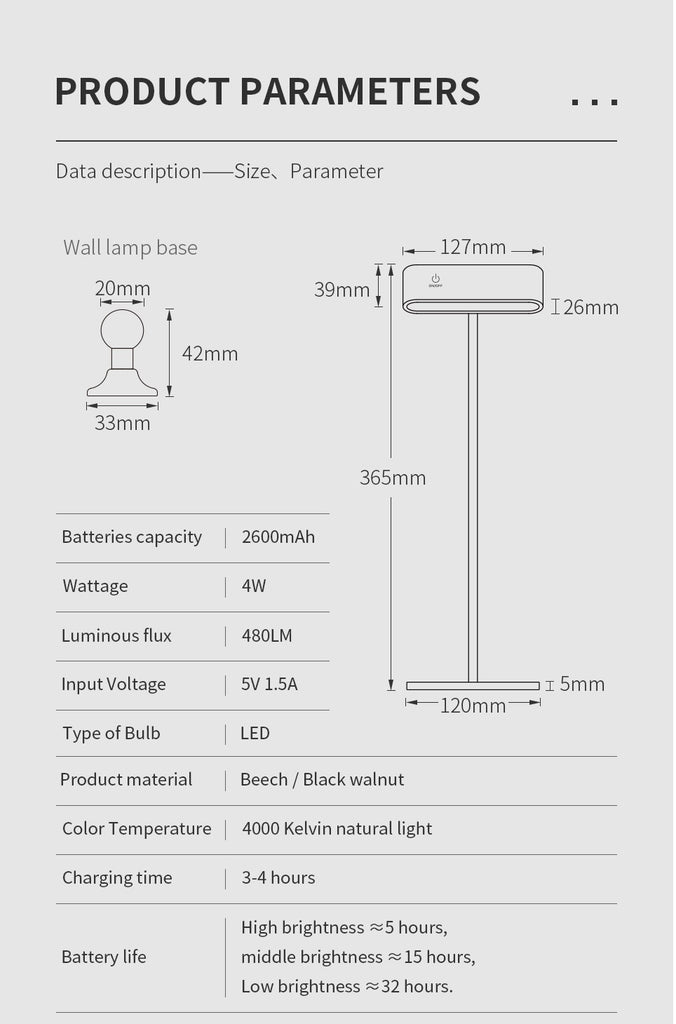 Jiyi life Beech Wood Magnetic Rechargeable Night Lights uae dubai