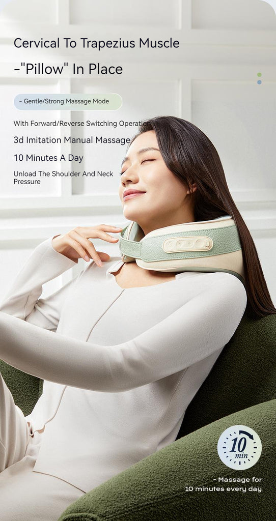 SiaaSoo Cervical spine massager shoulder and neck massager lumbar back neck trapezius muscle massage pillow kneading home gif