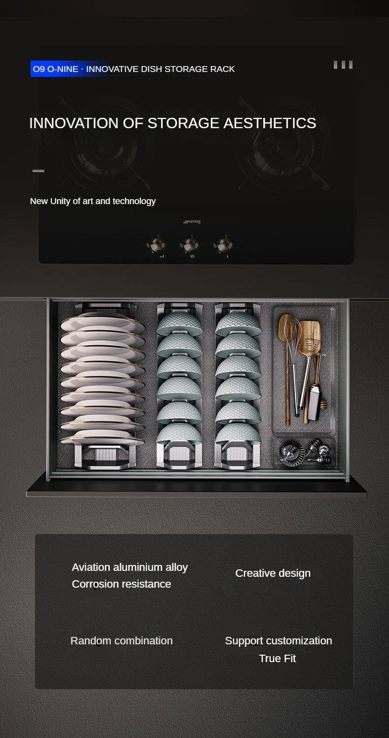 Kitchen dish storage rack drawer built-in bowl rack bowl tray cabinet inside the cabinet plate bowl divider