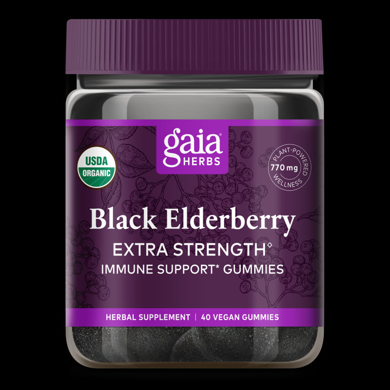 Gaia Herbs, Black Elderberry extra Strength, 40 Vegan Gummies