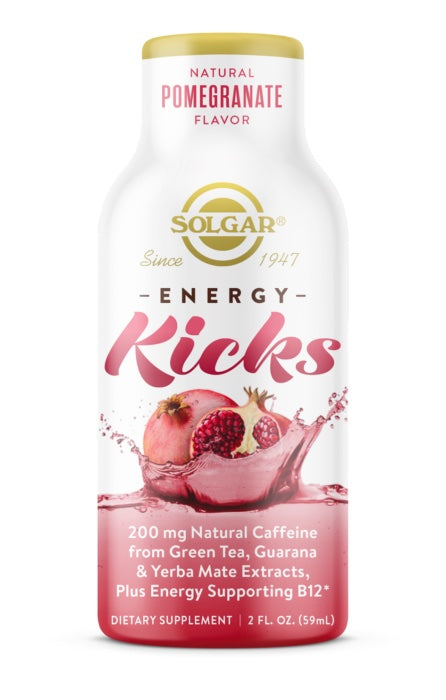 Solgar, Energy Kicks Counter Display - Natural Pomegranate Flavor, 12 2-oz bottles