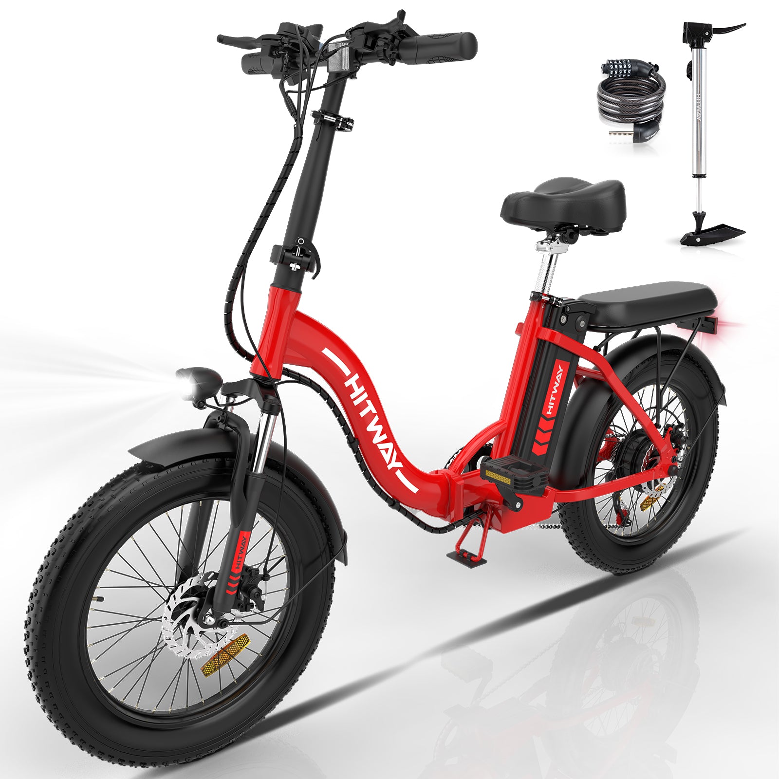 Bicicleta eléctrica de 20 x 4 pulgadas para adultos, neumático grueso, 500  W, 20 MPH, bicicleta eléctrica plegable para adultos, bicicleta eléctrica