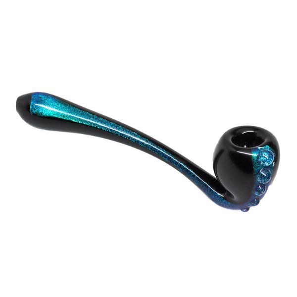 Dichroic Black Glass Gandalf Pipe Marble Accents