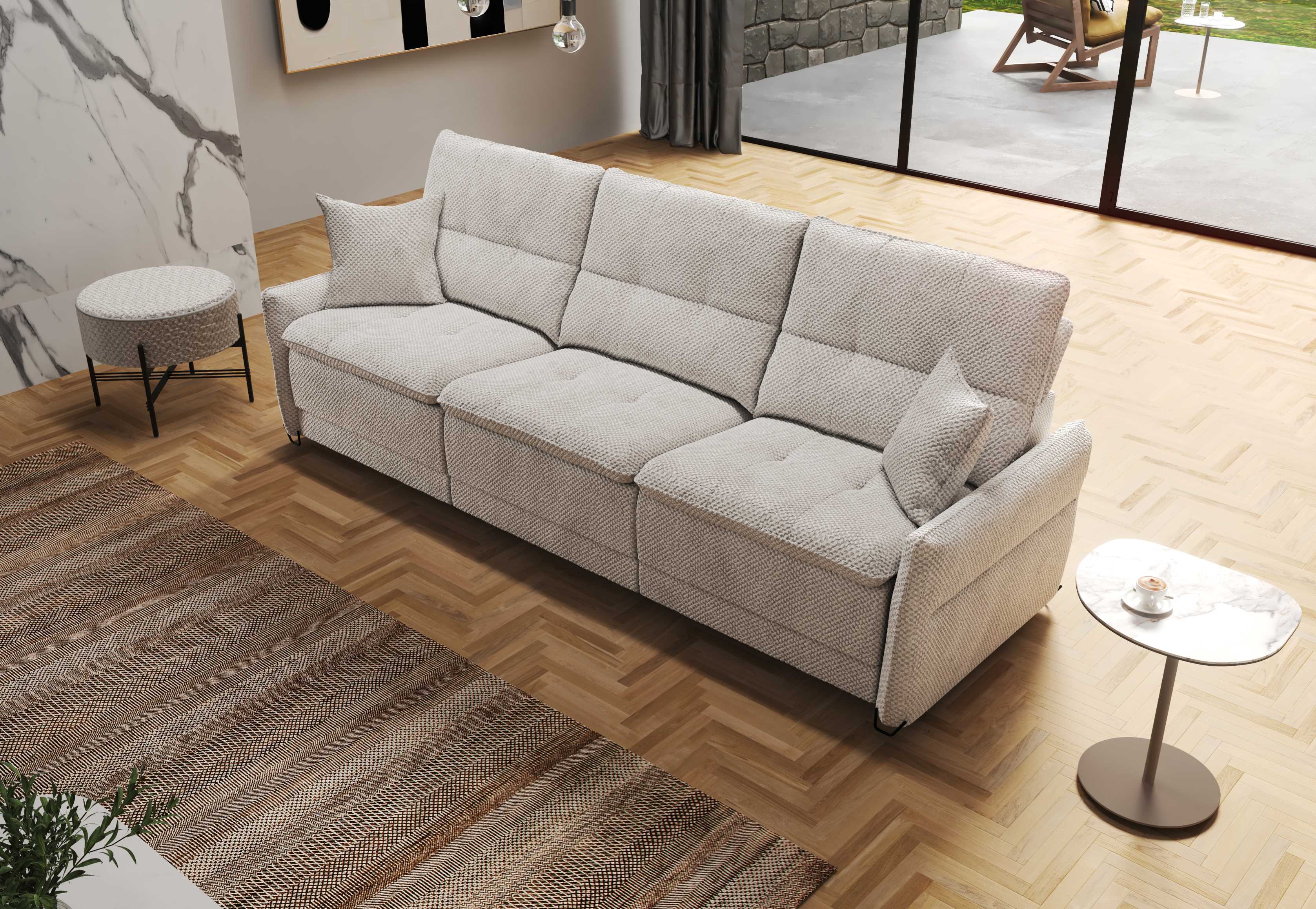 VIVIANA FABRIC SOFA WITH 3 POWER RECLINERS