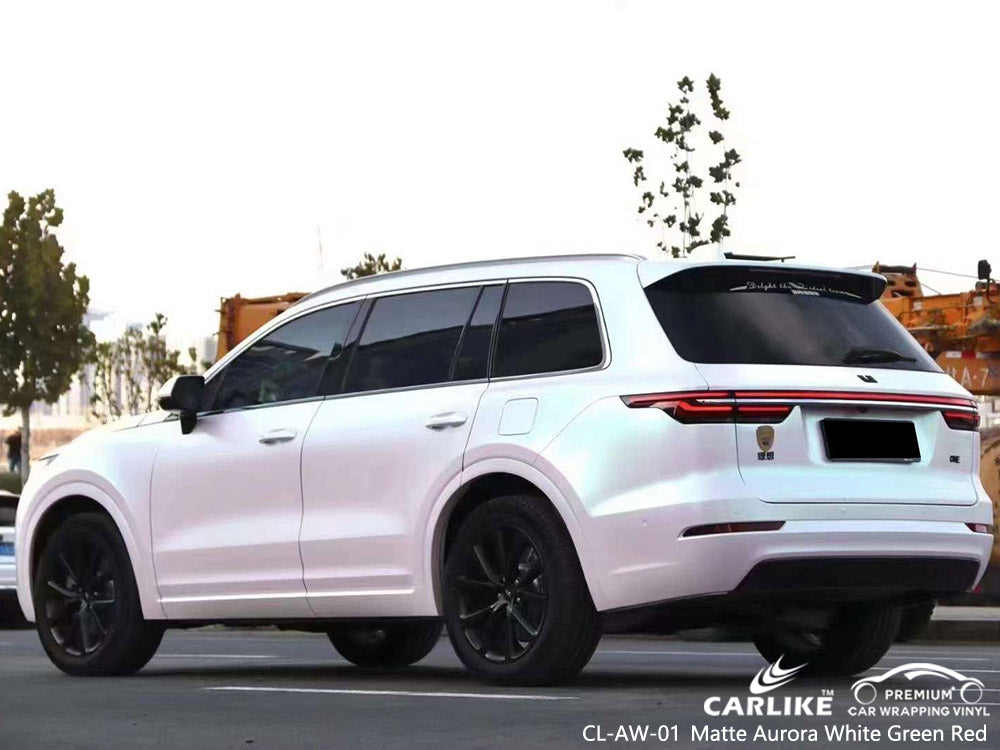 Matte aurora white to green red vinyl wrap car CARLIKE WRAP
