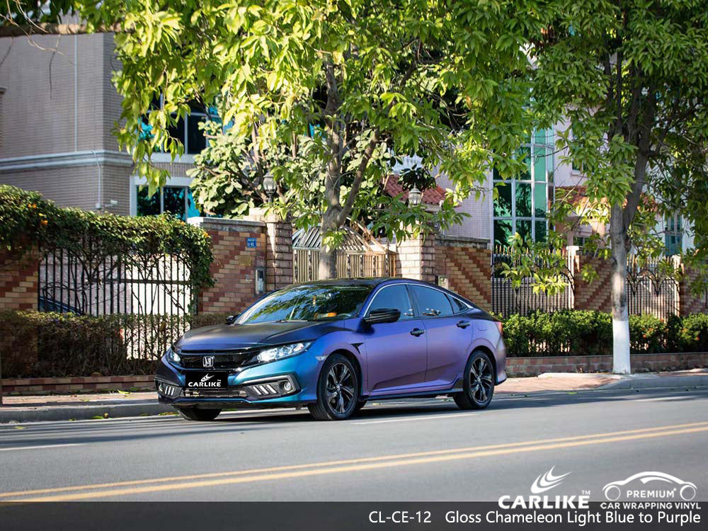 CARLIKE CL-CE-12 Gloss Chameleon Electro Metallic Blue Purple Vinyl Wrap Cost for Honda