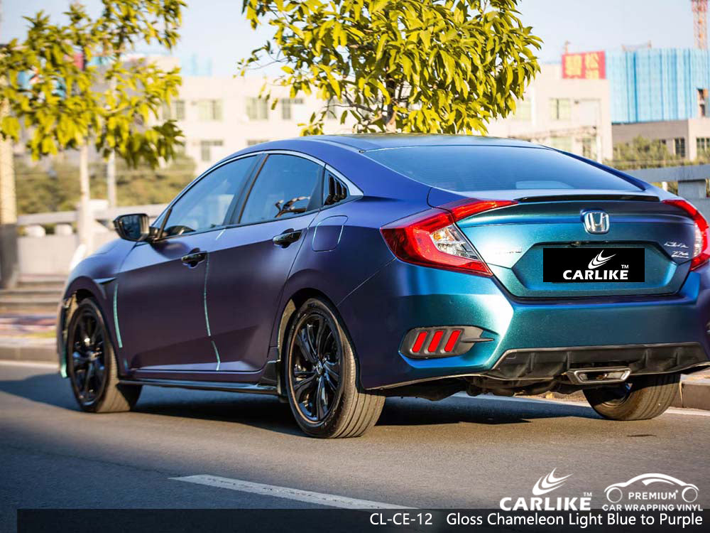 CARLIKE CL-CE-12 Gloss Chameleon Electro Metallic Blue Purple Vinyl Wrap Cost for Honda