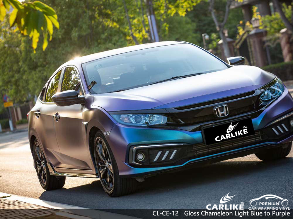 CARLIKE CL-CE-12 Gloss Chameleon Electro Metallic Blue Purple Vinyl Wrap Cost for Honda