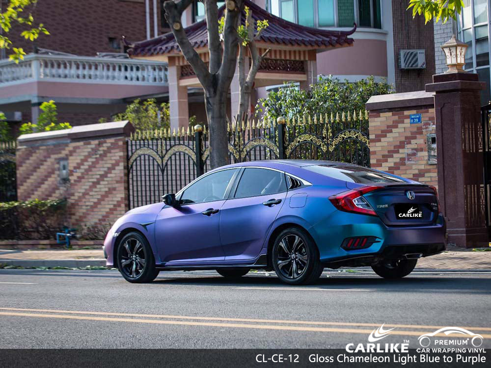 CARLIKE CL-CE-12 Gloss Chameleon Electro Metallic Blue Purple Vinyl Wrap Cost for Honda