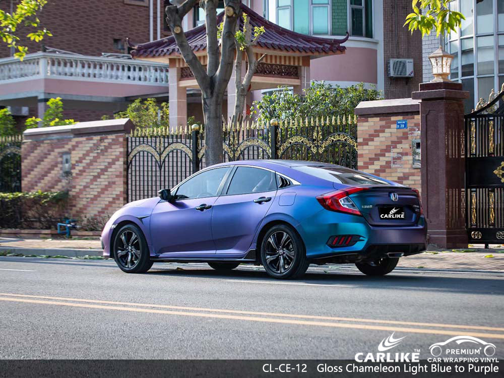 CARLIKE CL-CE-12 Gloss Chameleon Electro Metallic Blue Purple Vinyl Wrap Cost for Honda