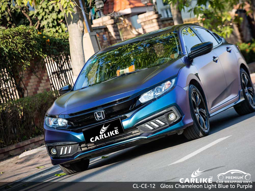 CARLIKE CL-CE-12 Gloss Chameleon Electro Metallic Blue Purple Vinyl Wrap Cost for Honda